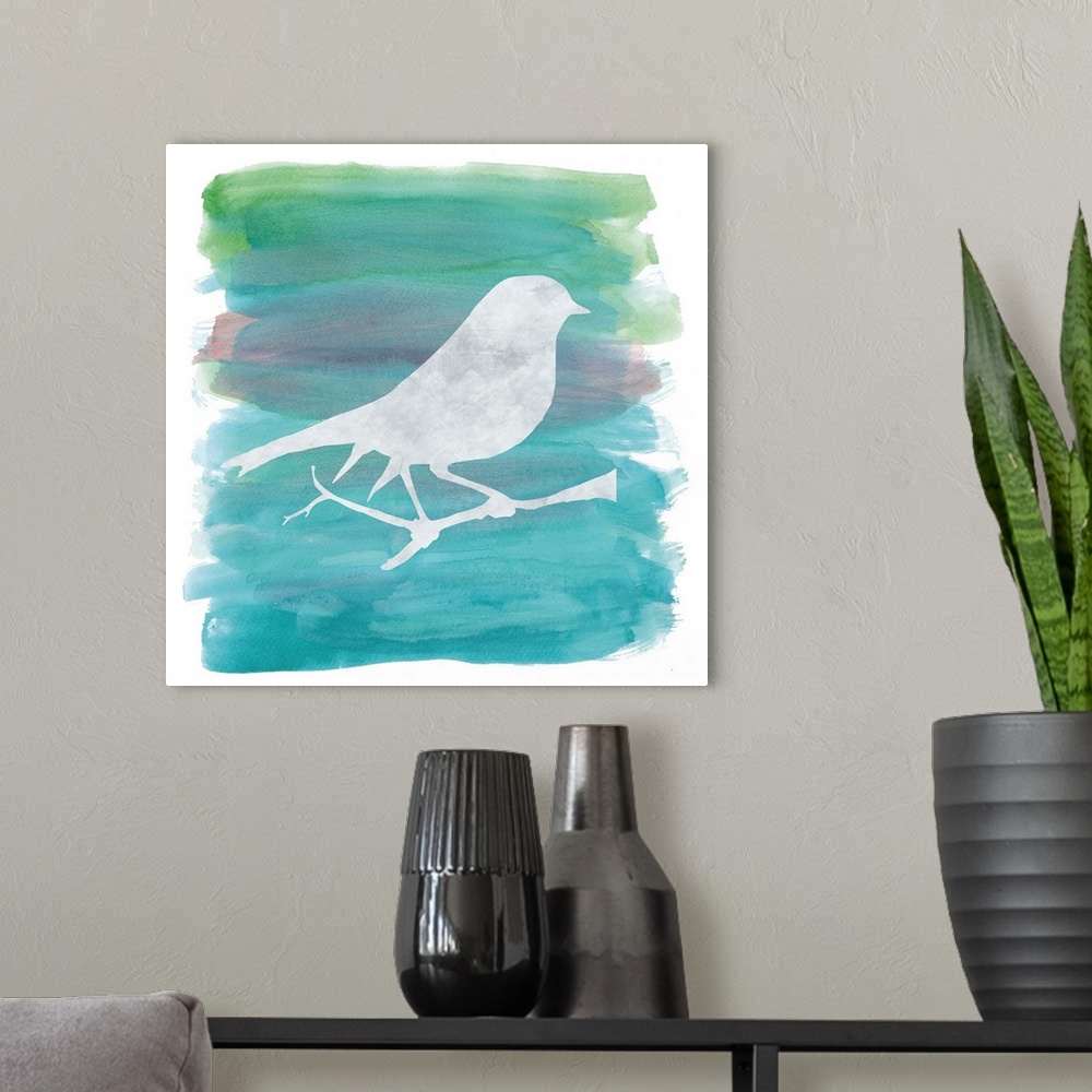 A modern room featuring Watercolor Bird I