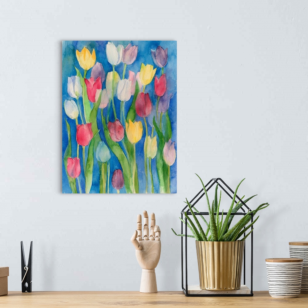 A bohemian room featuring Watercolor Tulips