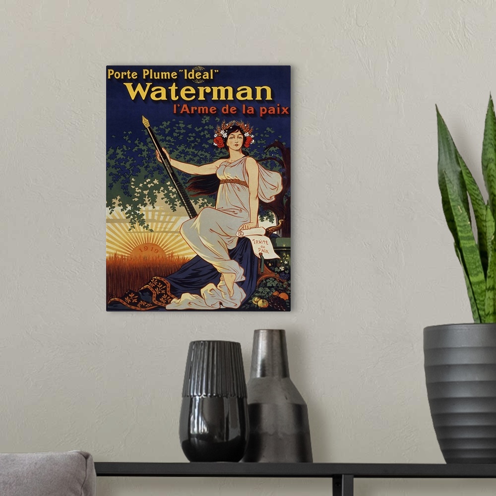 A modern room featuring Waterman Pen - Vintage Advertisement