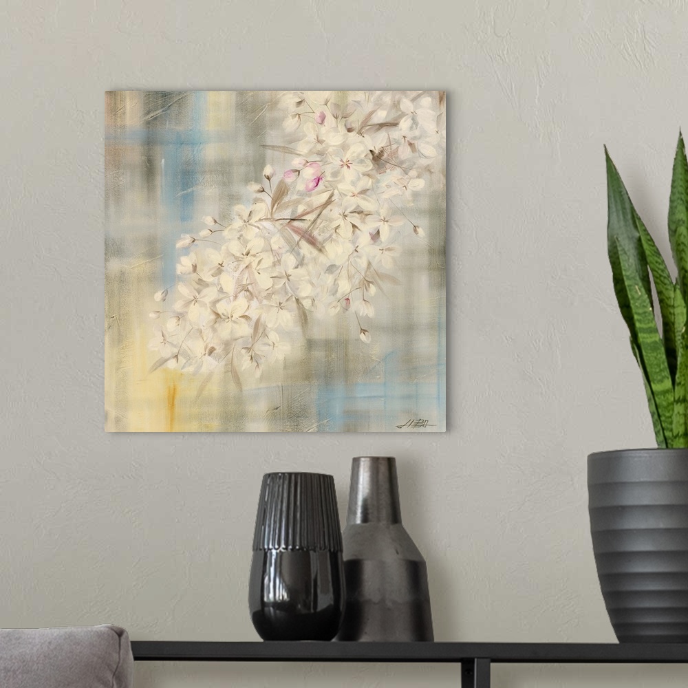 A modern room featuring White Cherry Blossom II