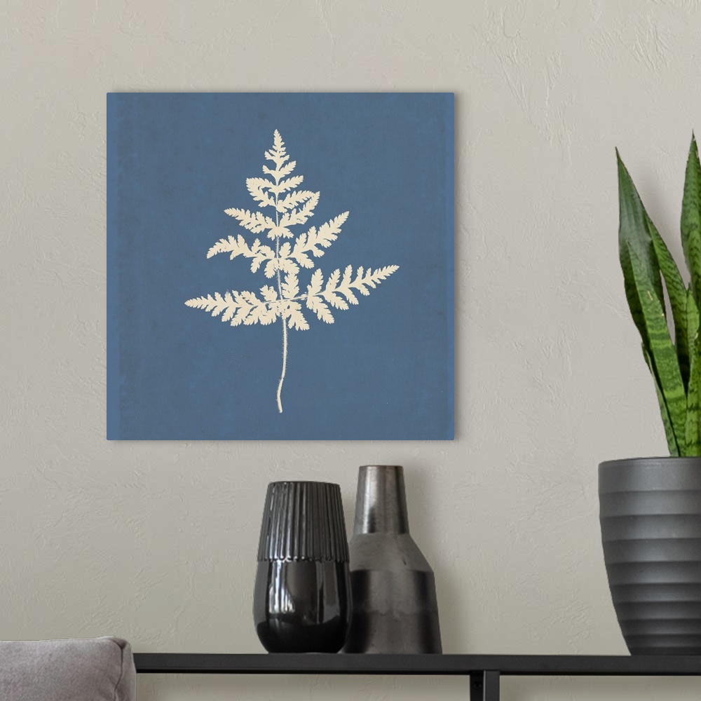 A modern room featuring White Leaf on Blue 01