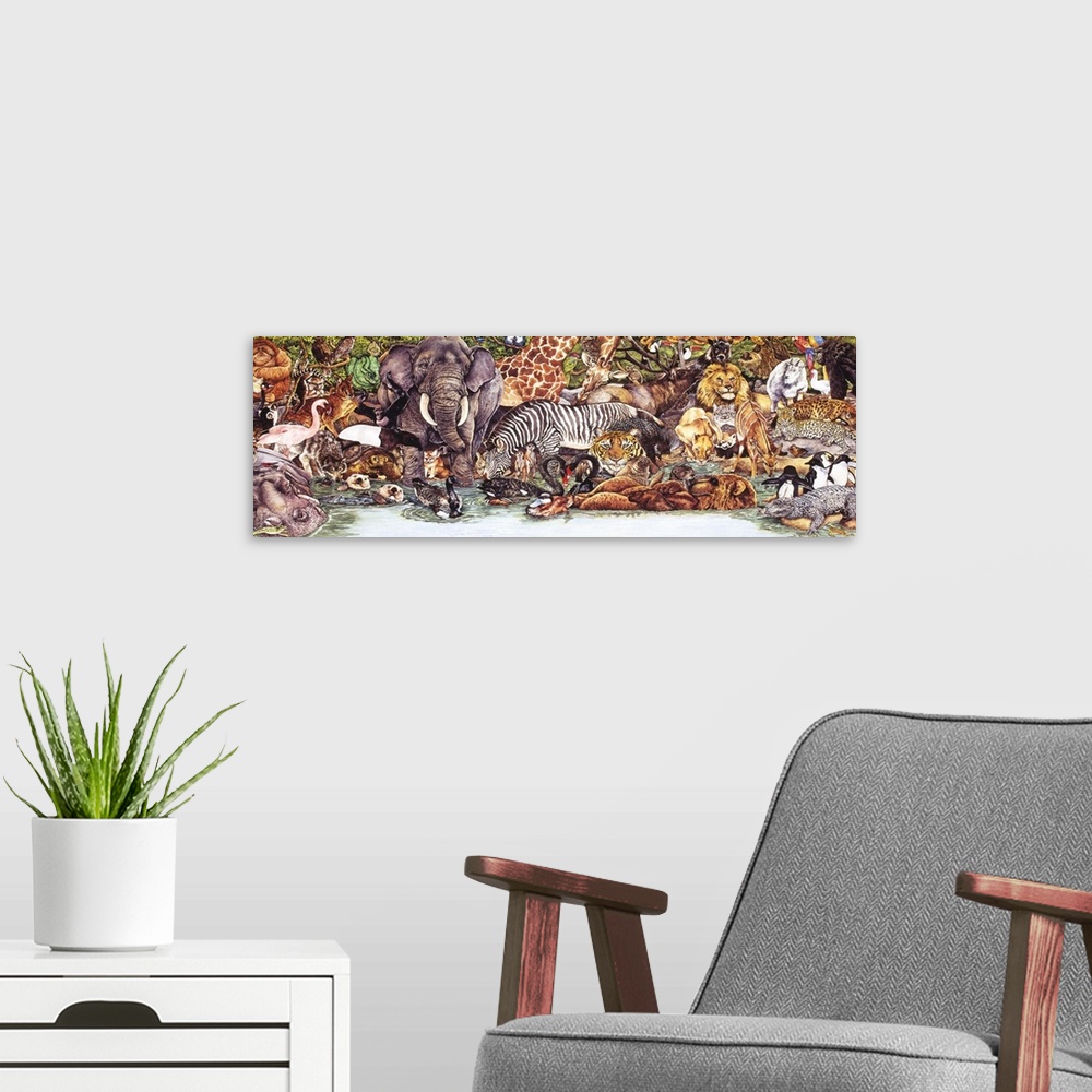 A modern room featuring Wild Animal Collage