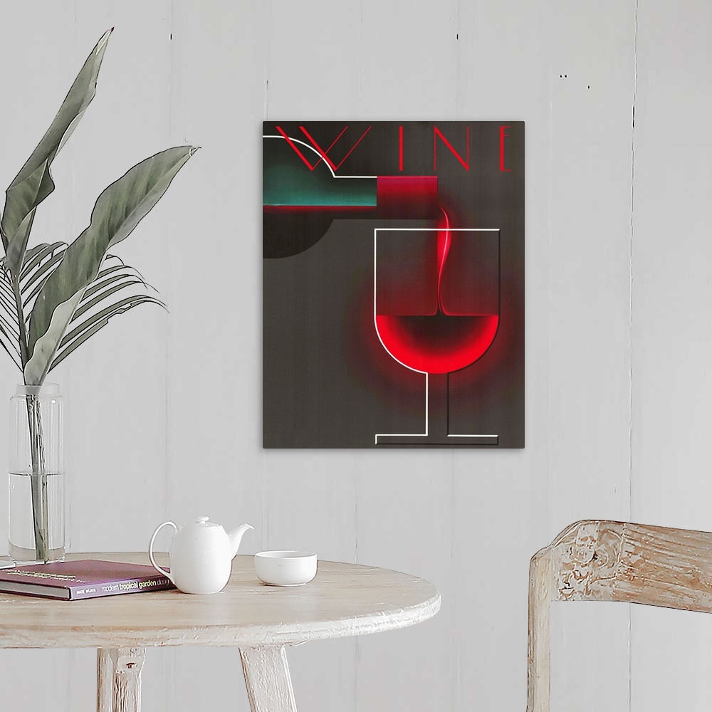 A farmhouse room featuring Vintage poster advertisement for Wine Deco