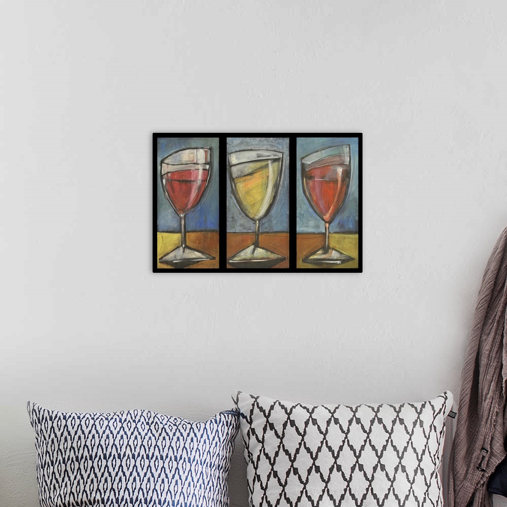 A bohemian room featuring Wine Trio Triptych