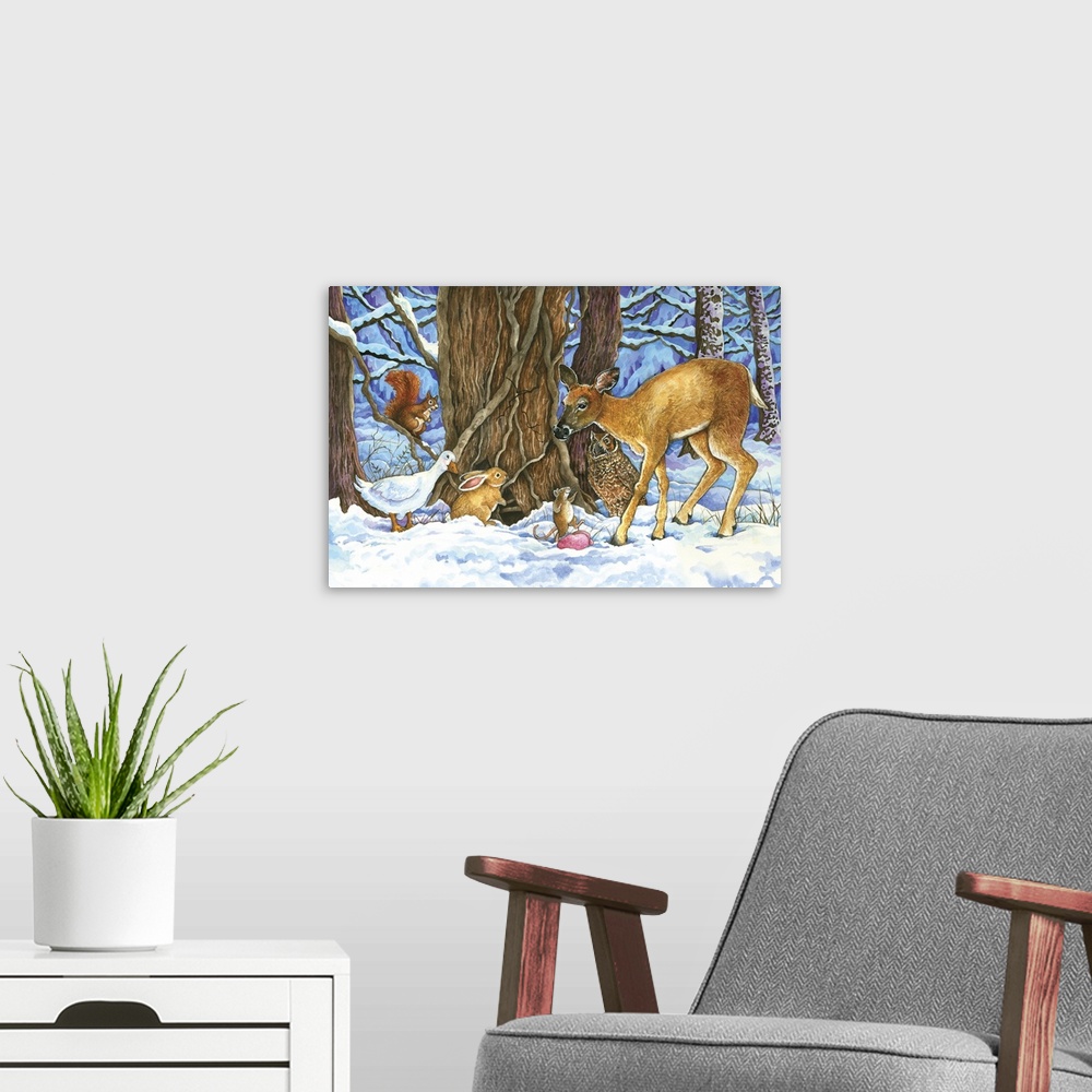 A modern room featuring Winter Forest Scene