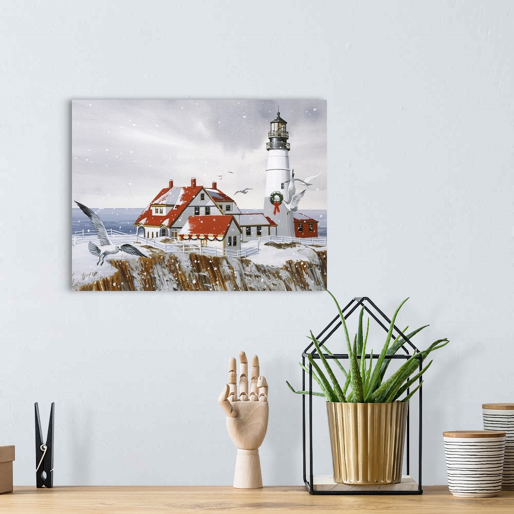 A bohemian room featuring Winter Lighthouse