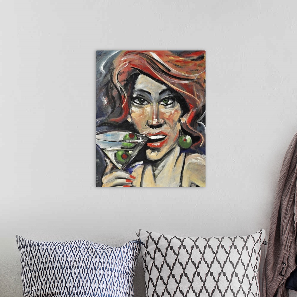 A bohemian room featuring Woman With Martini