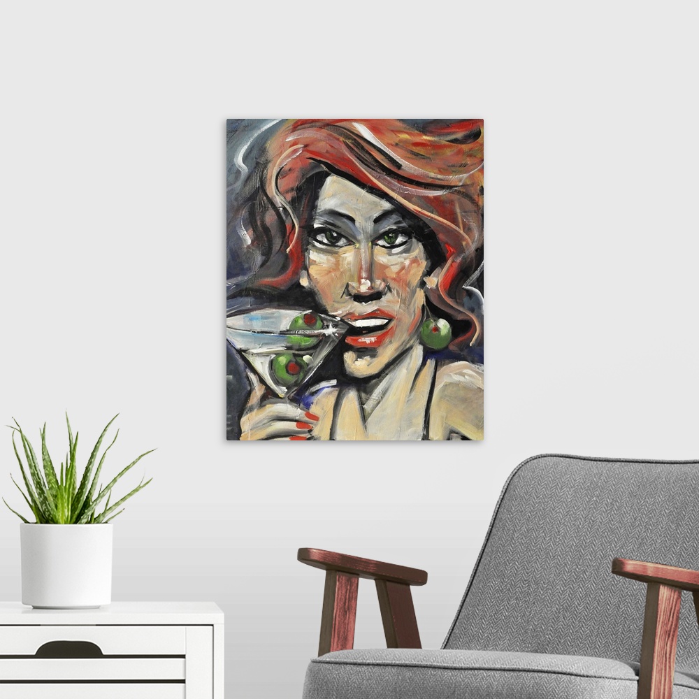 A modern room featuring Woman With Martini