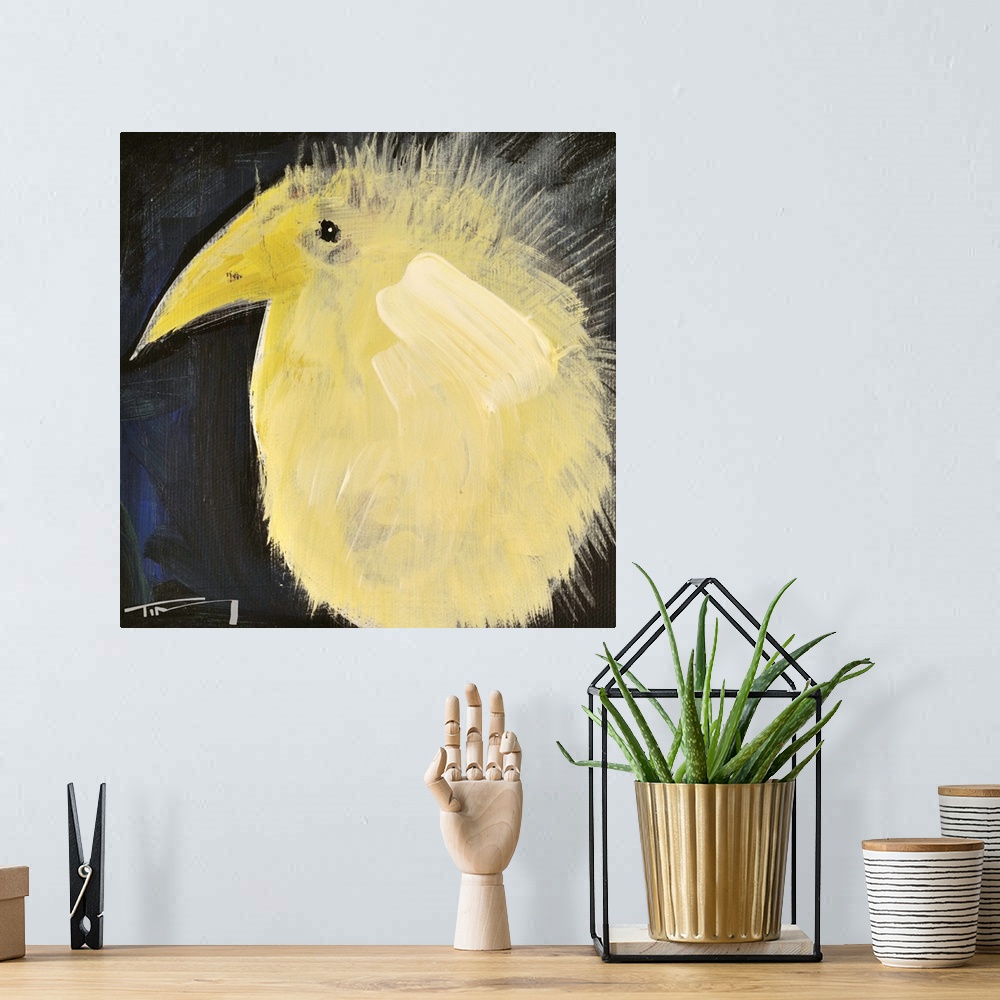 A bohemian room featuring Yellow Fuzzy Bird