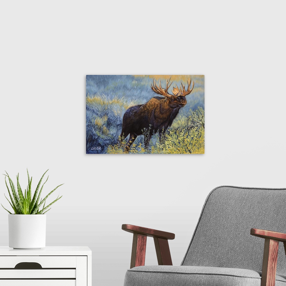A modern room featuring moose