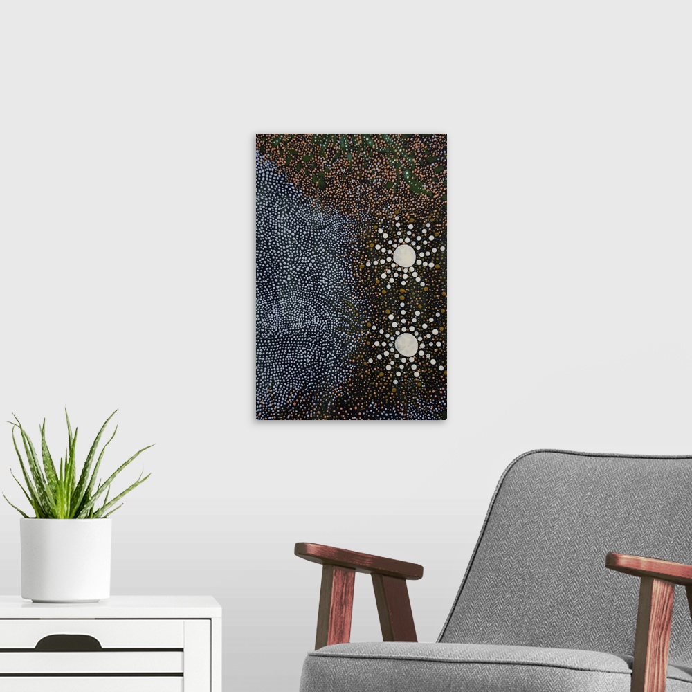 A modern room featuring This art piece is inspired by the dreaming story of the seven sisters, and the connection Indigen...