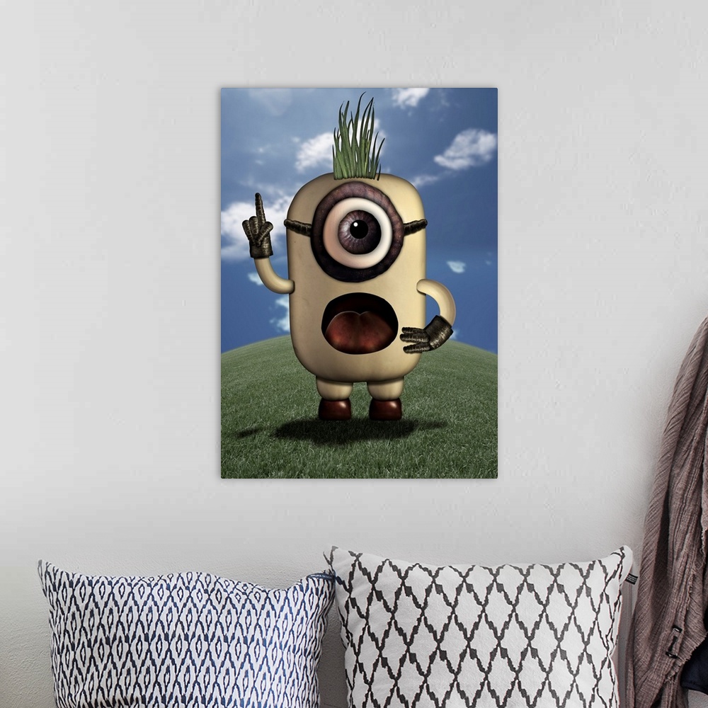 A bohemian room featuring Based on the minion characters, this is a pinion. A humorous character that always has at least o...
