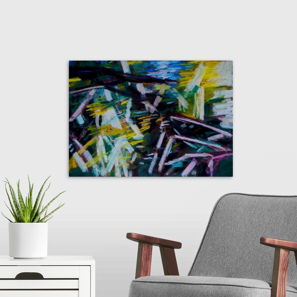 A modern room featuring Abstract 1F.