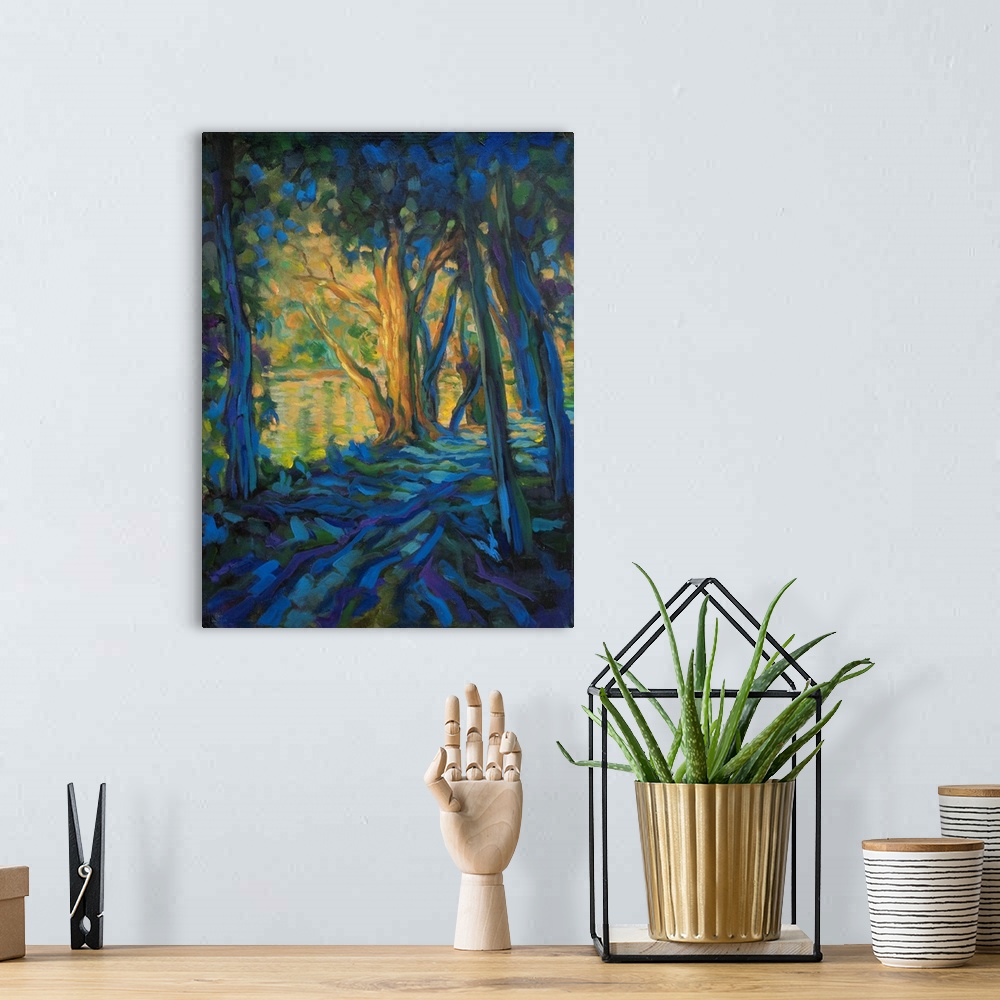 A bohemian room featuring At the Murray river, 2018 originally acrylic on canvas.