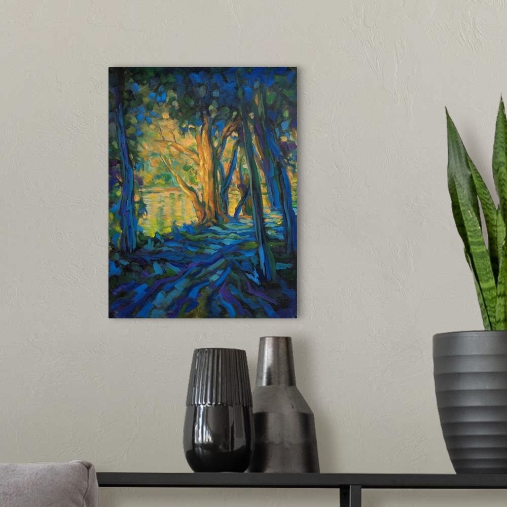 A modern room featuring At the Murray river, 2018 originally acrylic on canvas.