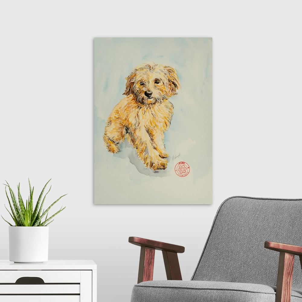 A modern room featuring Commission of a beloved pet.