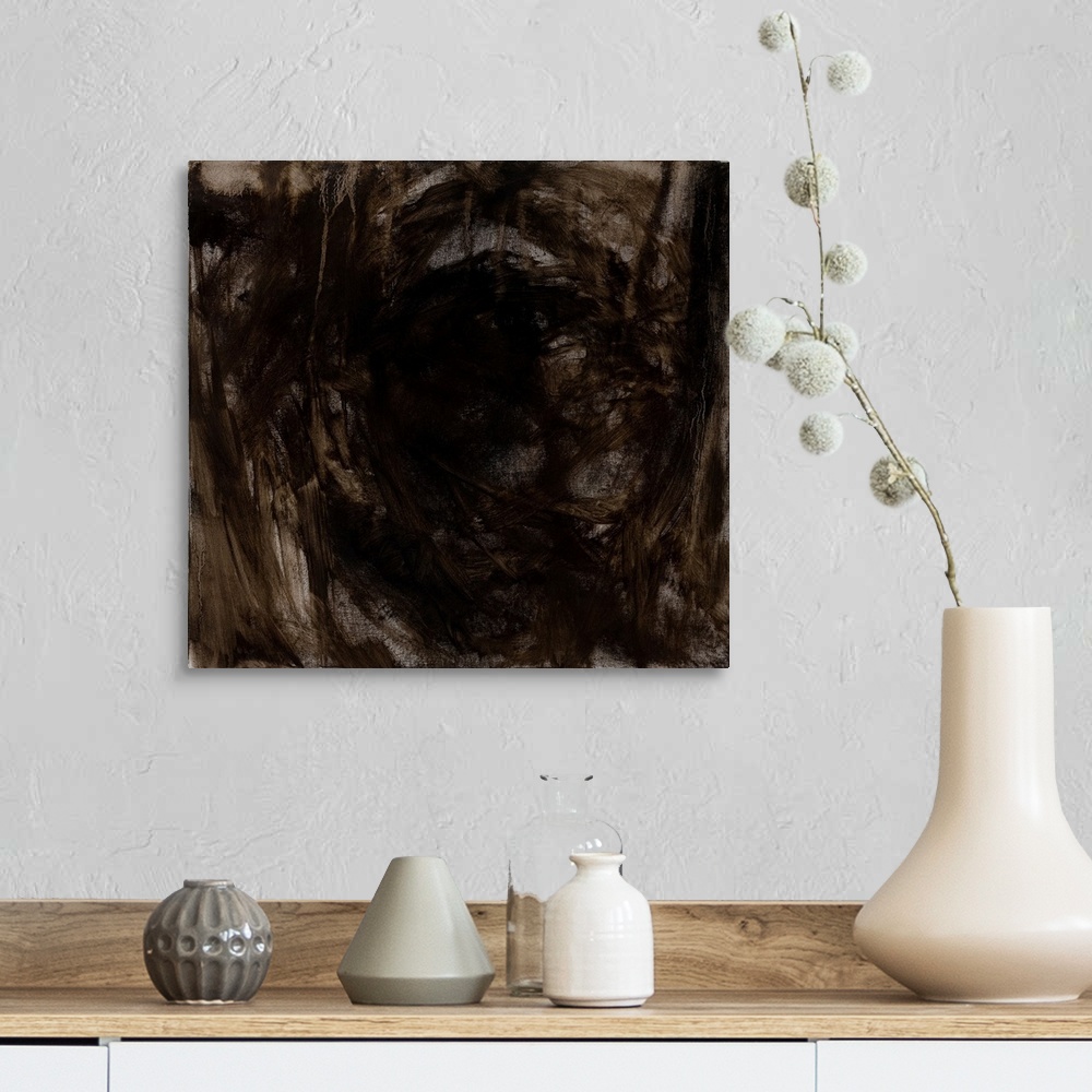 A farmhouse room featuring An emotive monochrome abstract of the feeling and space when they leave; you're hollowed out - a ...