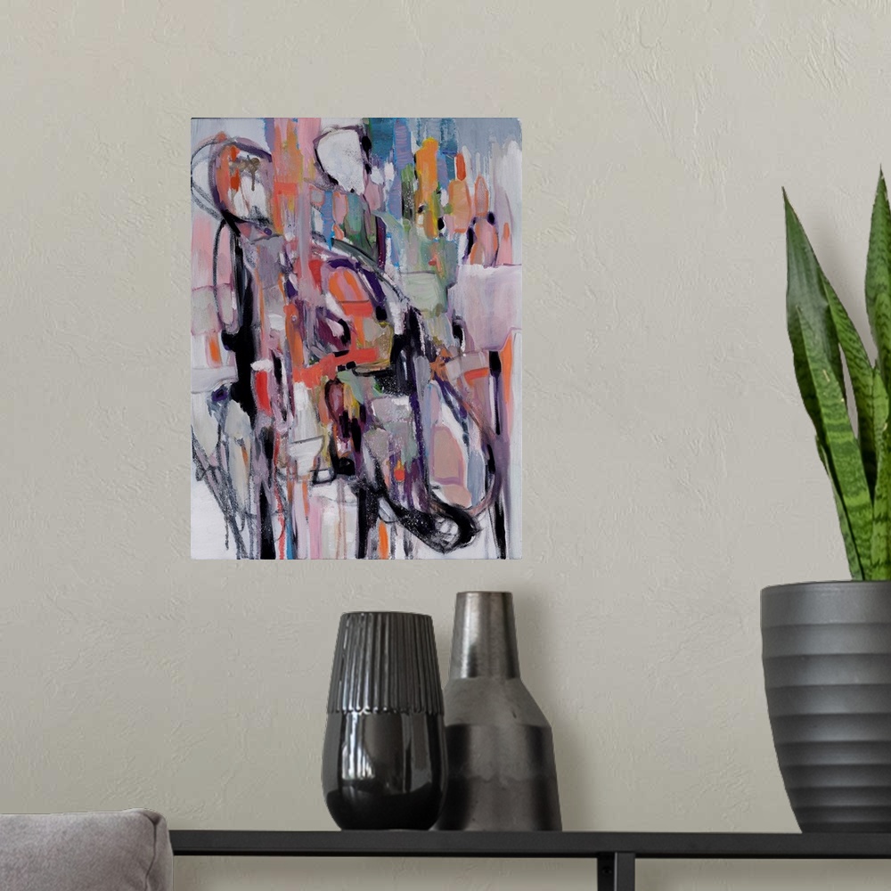 A modern room featuring An abstract on a play of tonal variations and forms coupled voids.