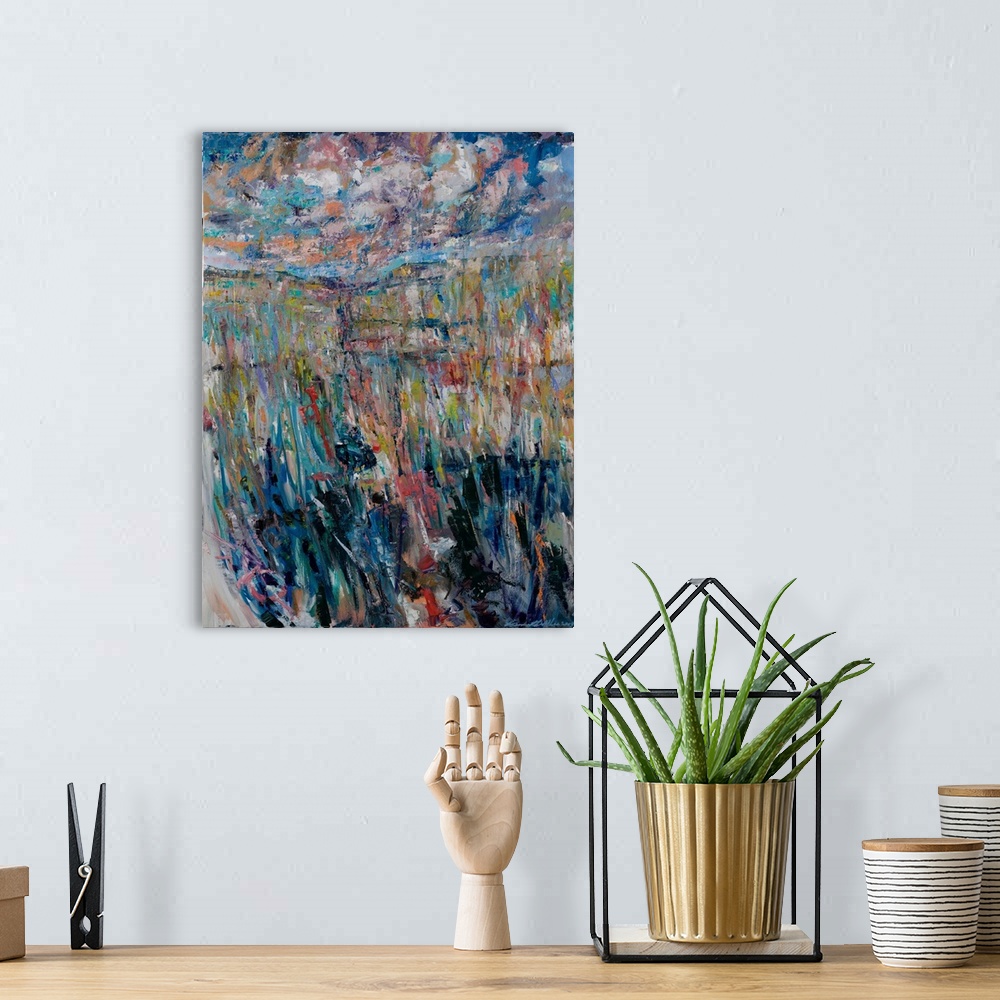 A bohemian room featuring An abstract landscape - in the search of a new love and relationship, it always brings one back t...