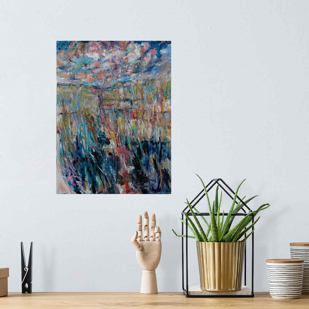 A bohemian room featuring An abstract landscape - in the search of a new love and relationship, it always brings one back t...