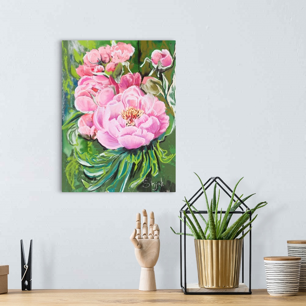 A bohemian room featuring Pink Peonies