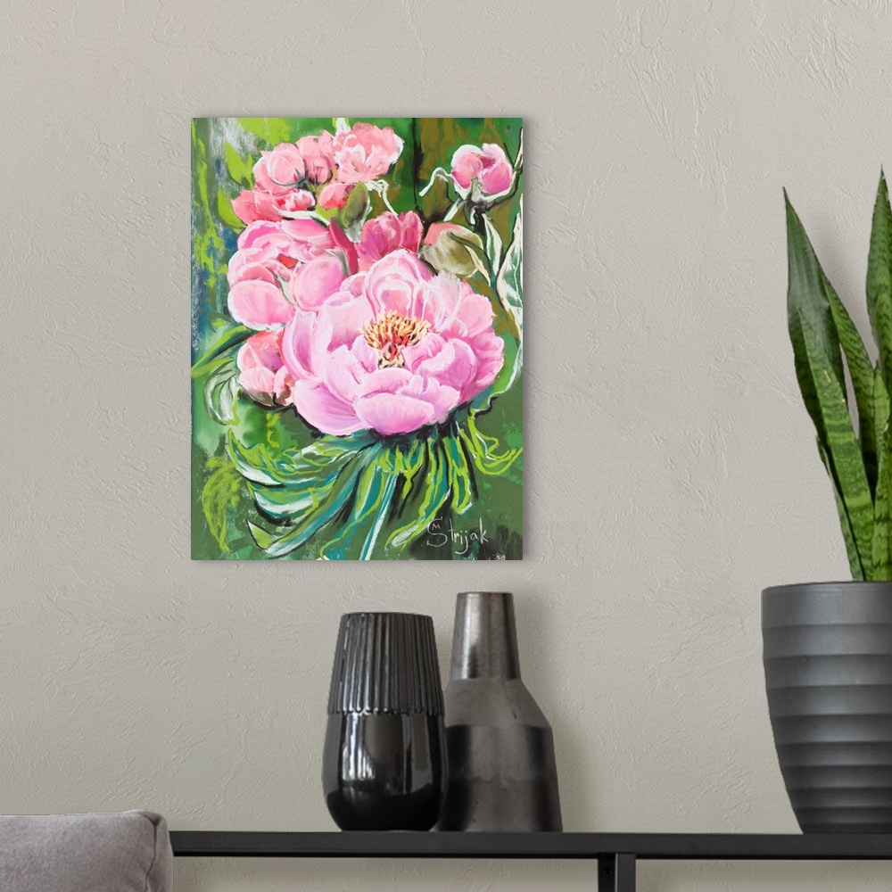 A modern room featuring Pink Peonies