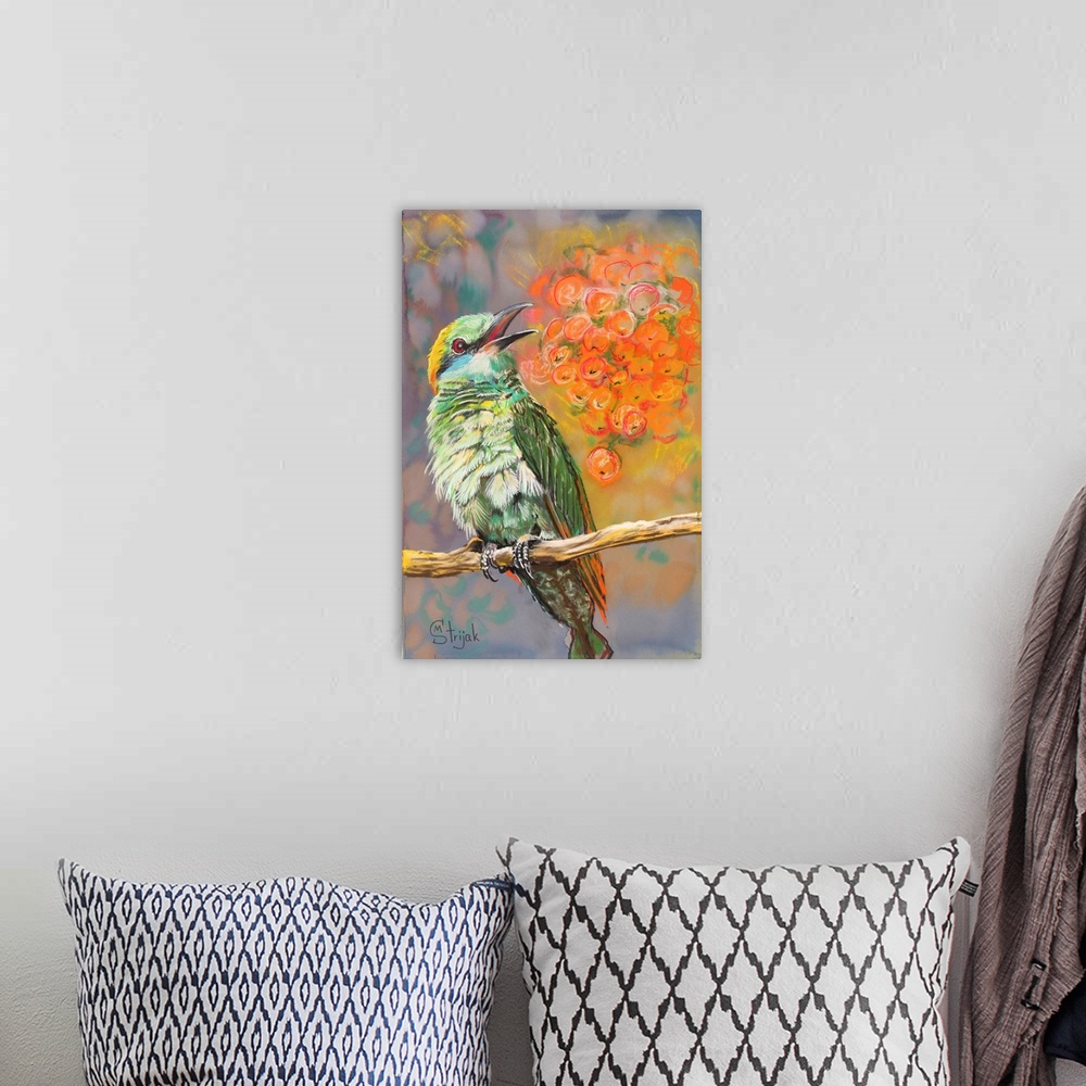 A bohemian room featuring Bee-eaters are typically richly colored and this bird is no exception. Bright green plumage is pa...