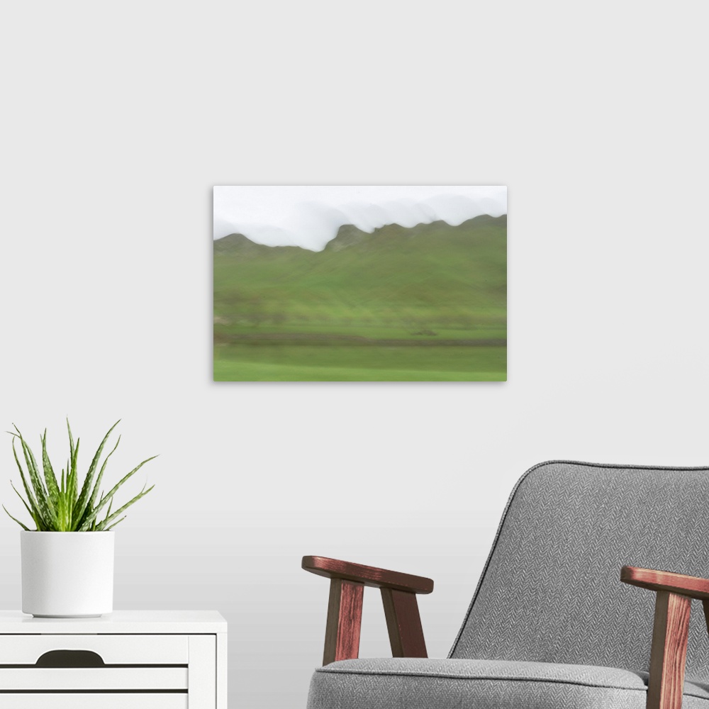 A modern room featuring Naturalistic, rustic, atmospheric photograph that capture a feeling or spirit of the vineyard.