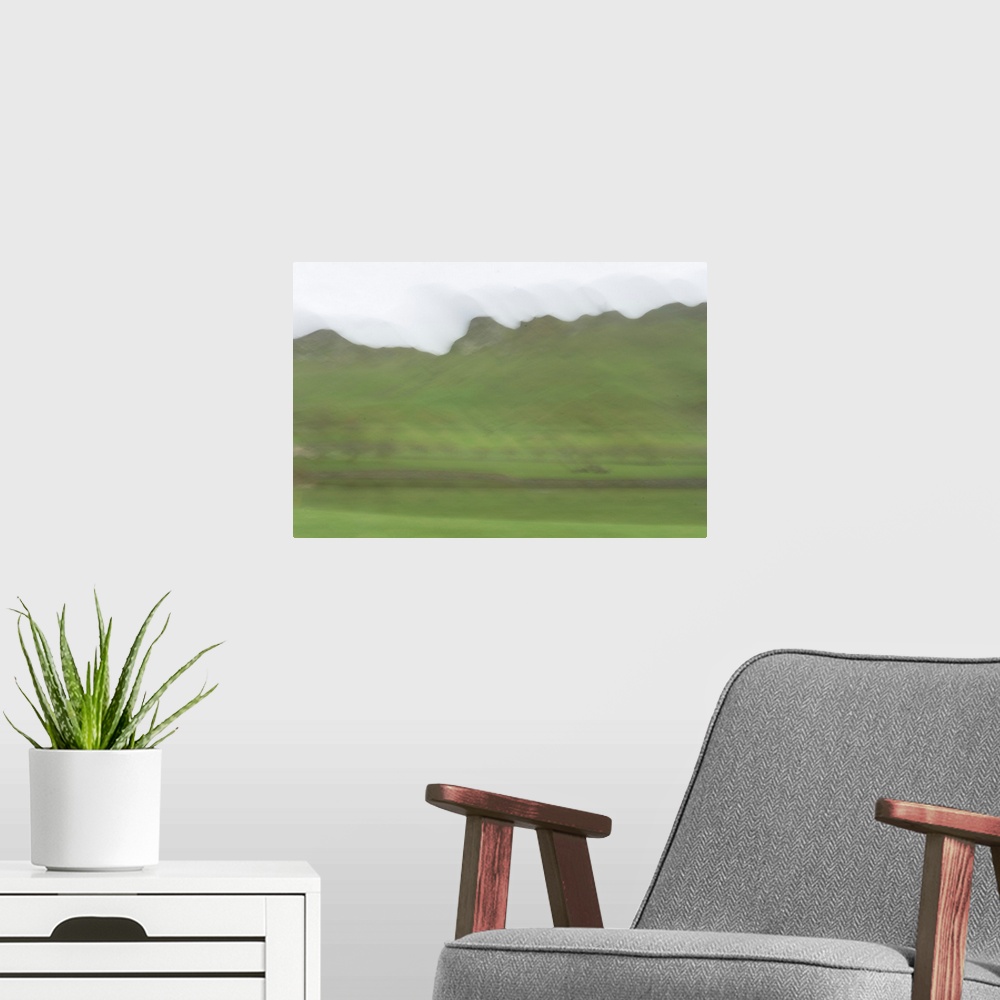 A modern room featuring Naturalistic, rustic, atmospheric photograph that capture a feeling or spirit of the vineyard.