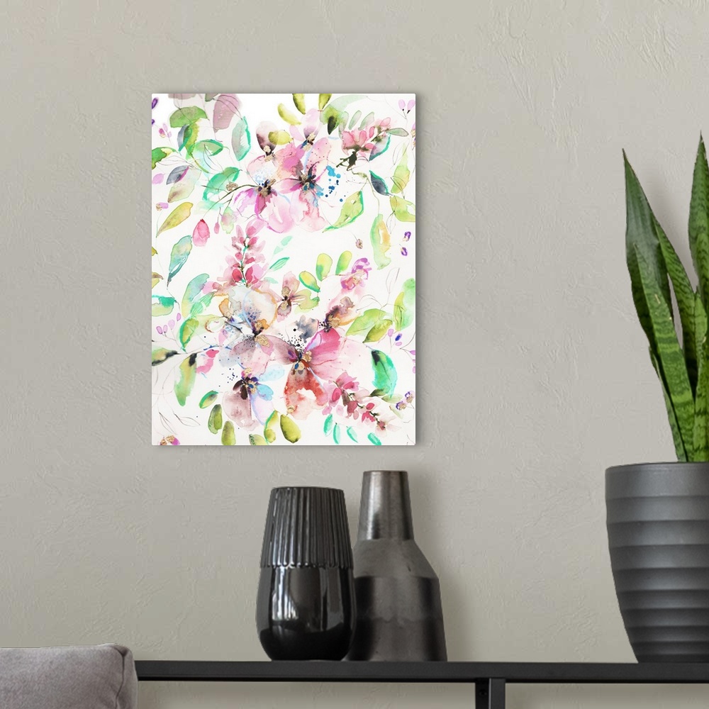 A modern room featuring Capturing the whispers between florals is what this painting does well. Itos soft, the movement i...