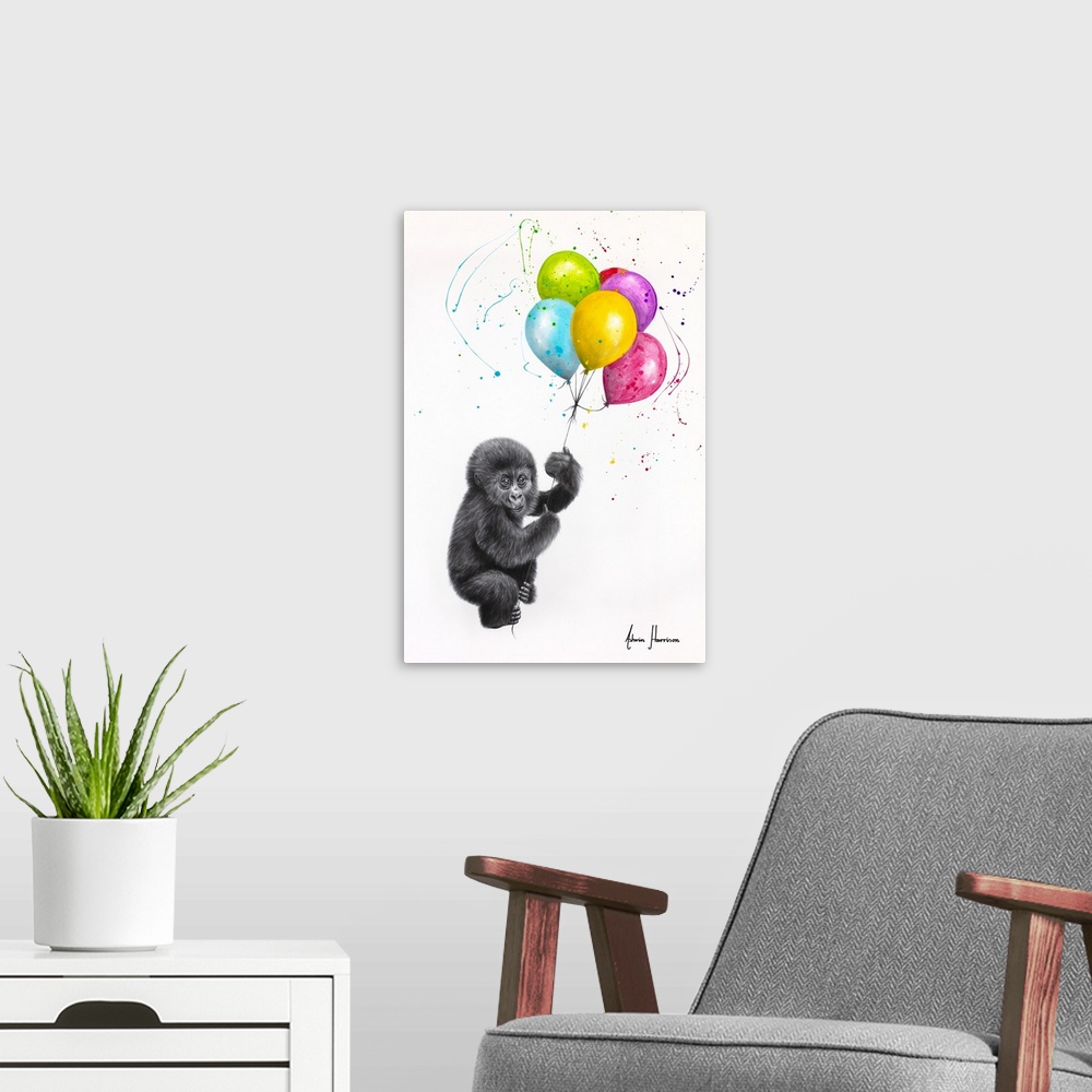A modern room featuring Baby Gorilla And The Balloons