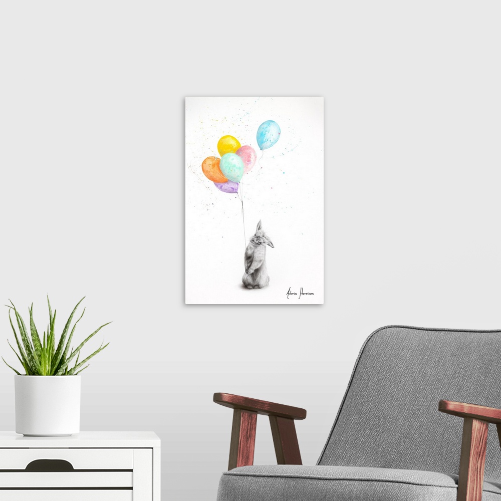 A modern room featuring Buster And His Balloons