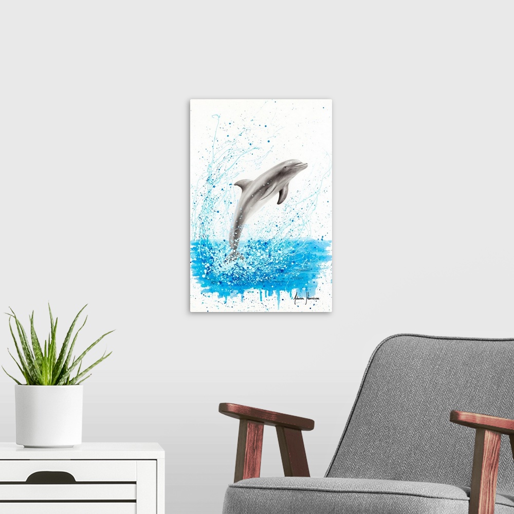 A modern room featuring Dancing Dolphin