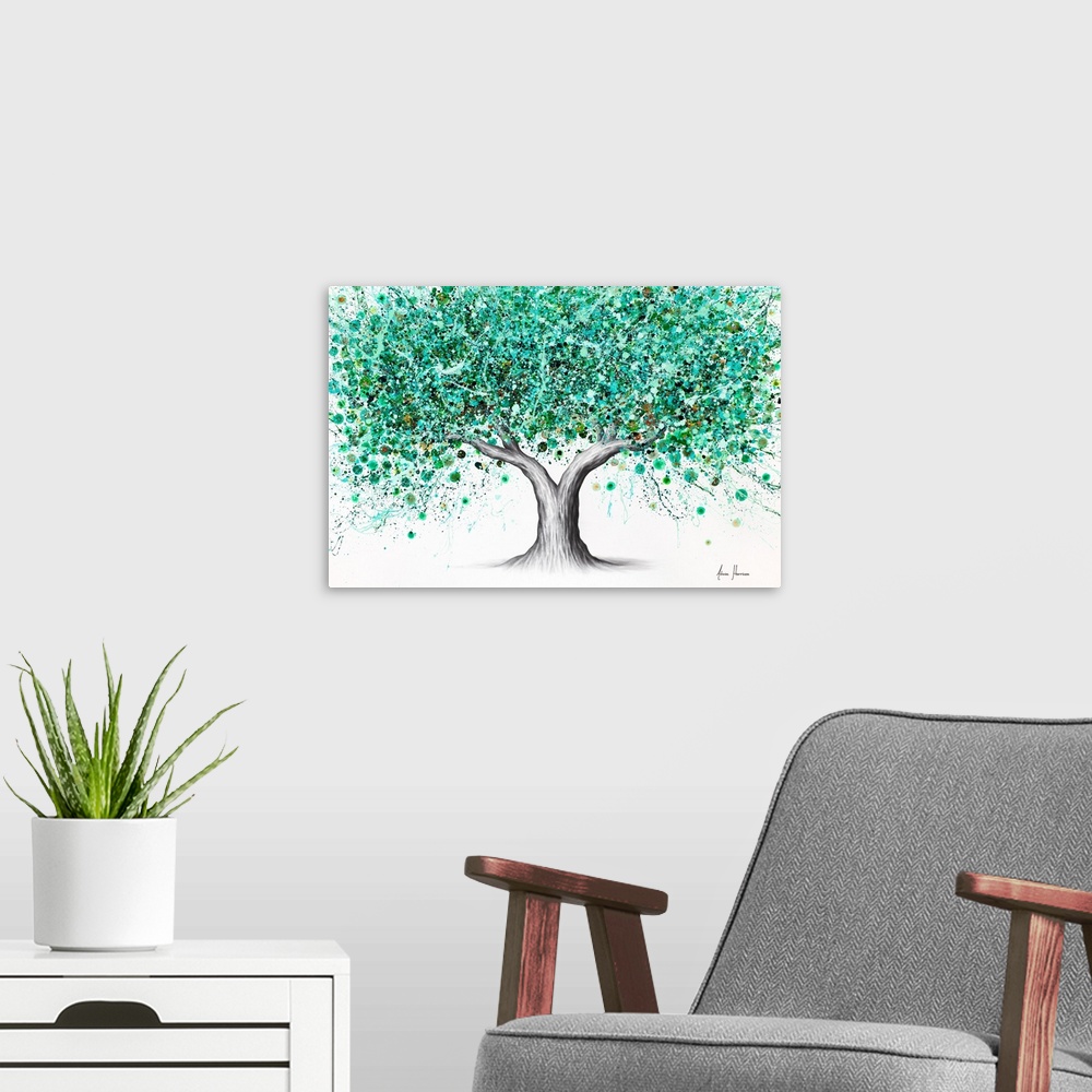 A modern room featuring Emerald Garden Tree