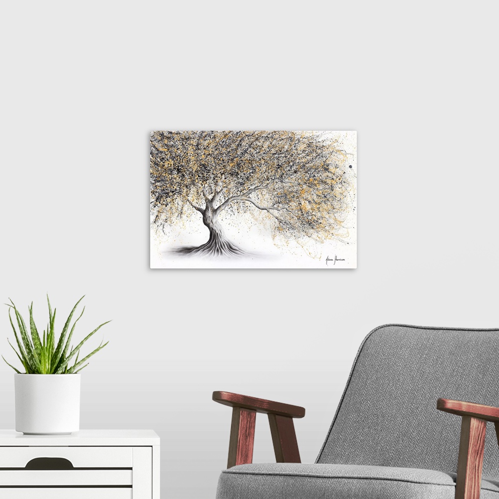 A modern room featuring Golden Onyx Tree