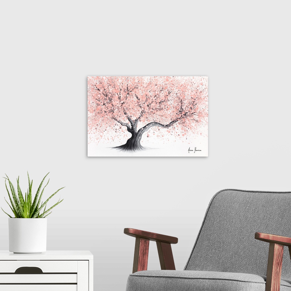 A modern room featuring Kyoto Evening Blossom Tree