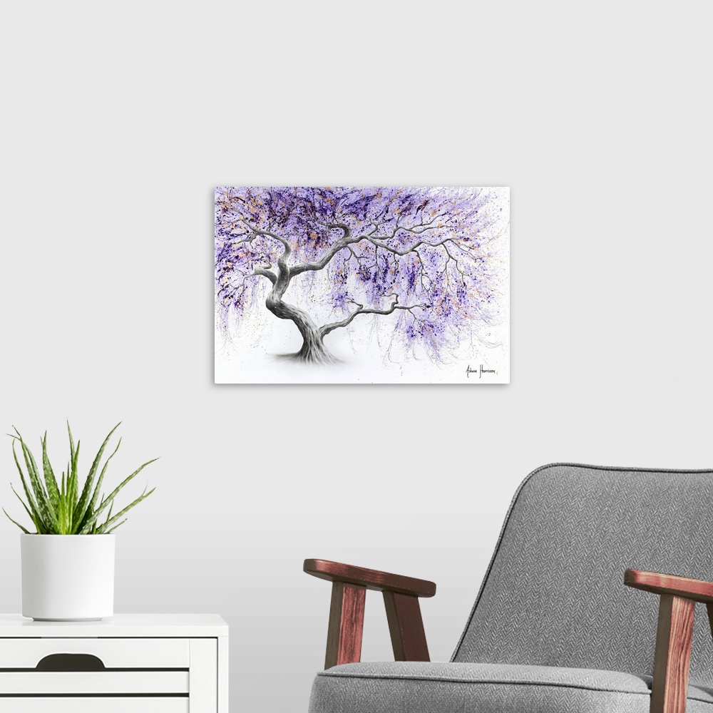 A modern room featuring Purple Prosperity Tree