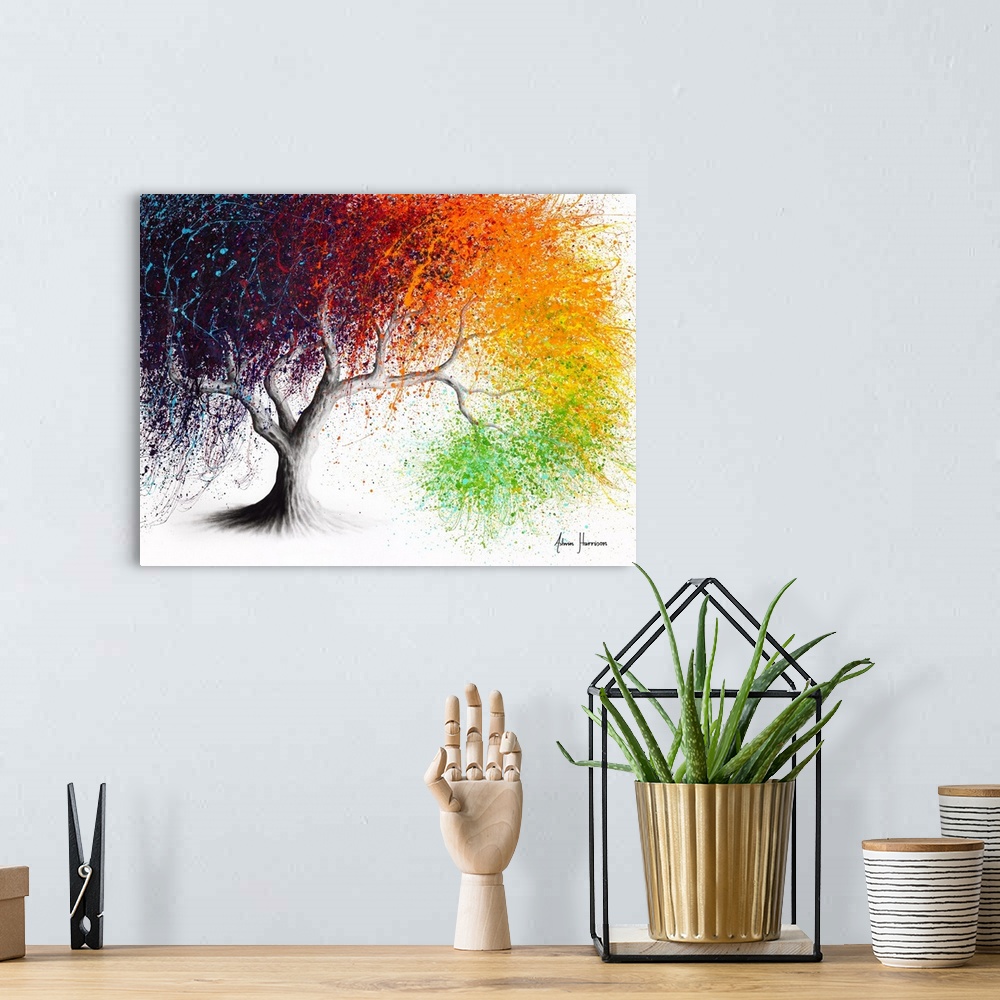 A bohemian room featuring Rainbow Seasons Tree