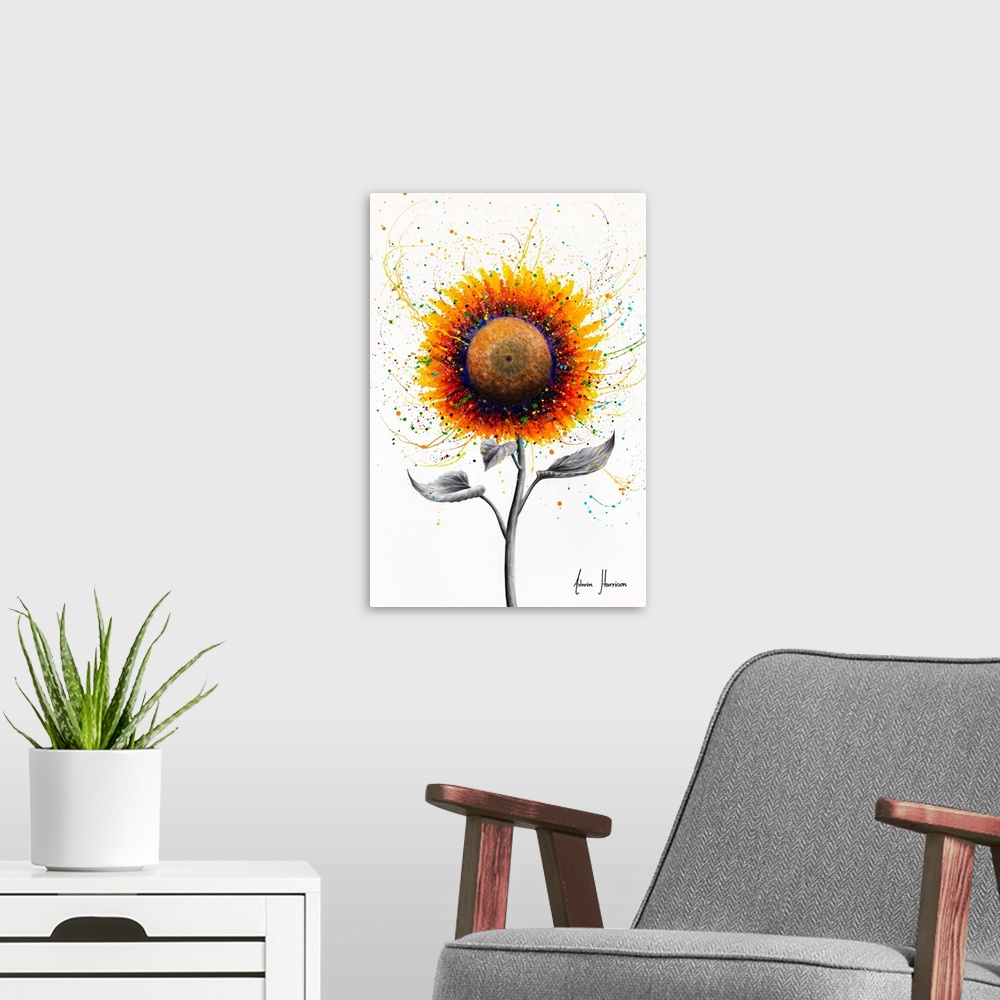 A modern room featuring Rainbow Sunflower