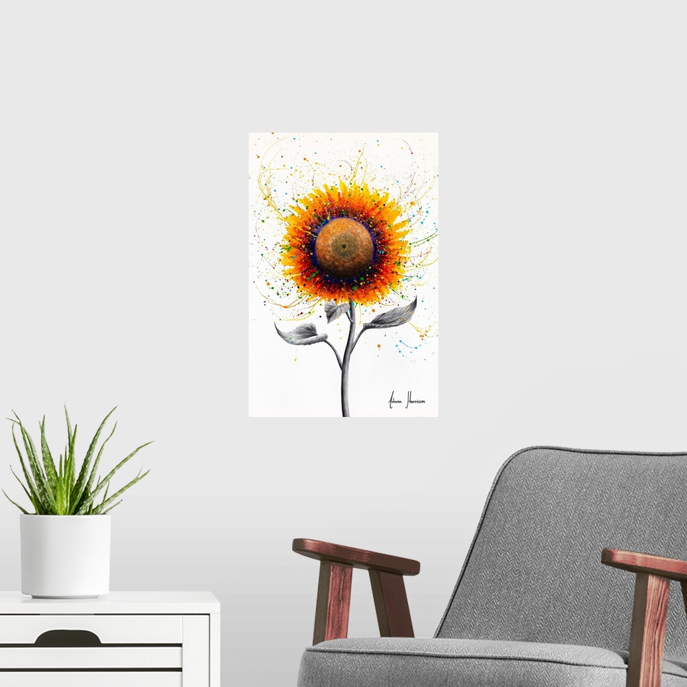 A modern room featuring Rainbow Sunflower