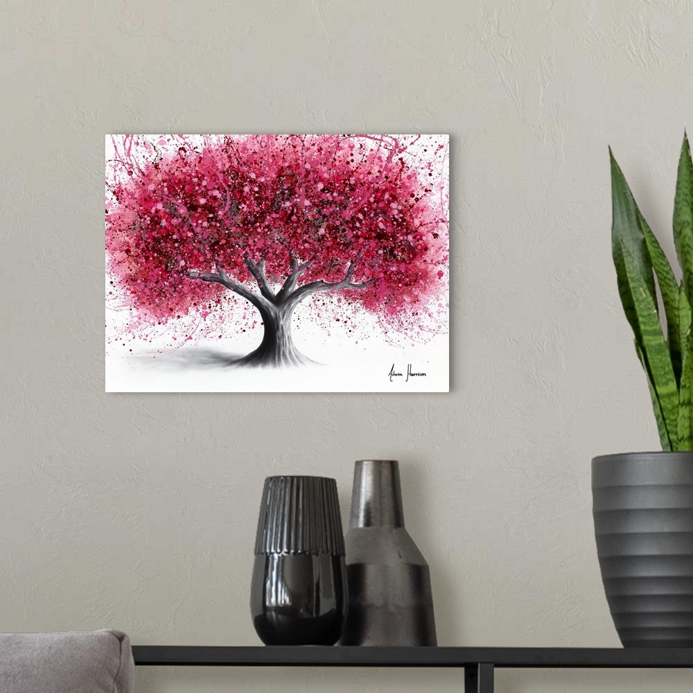 A modern room featuring Raspberry Blush Tree