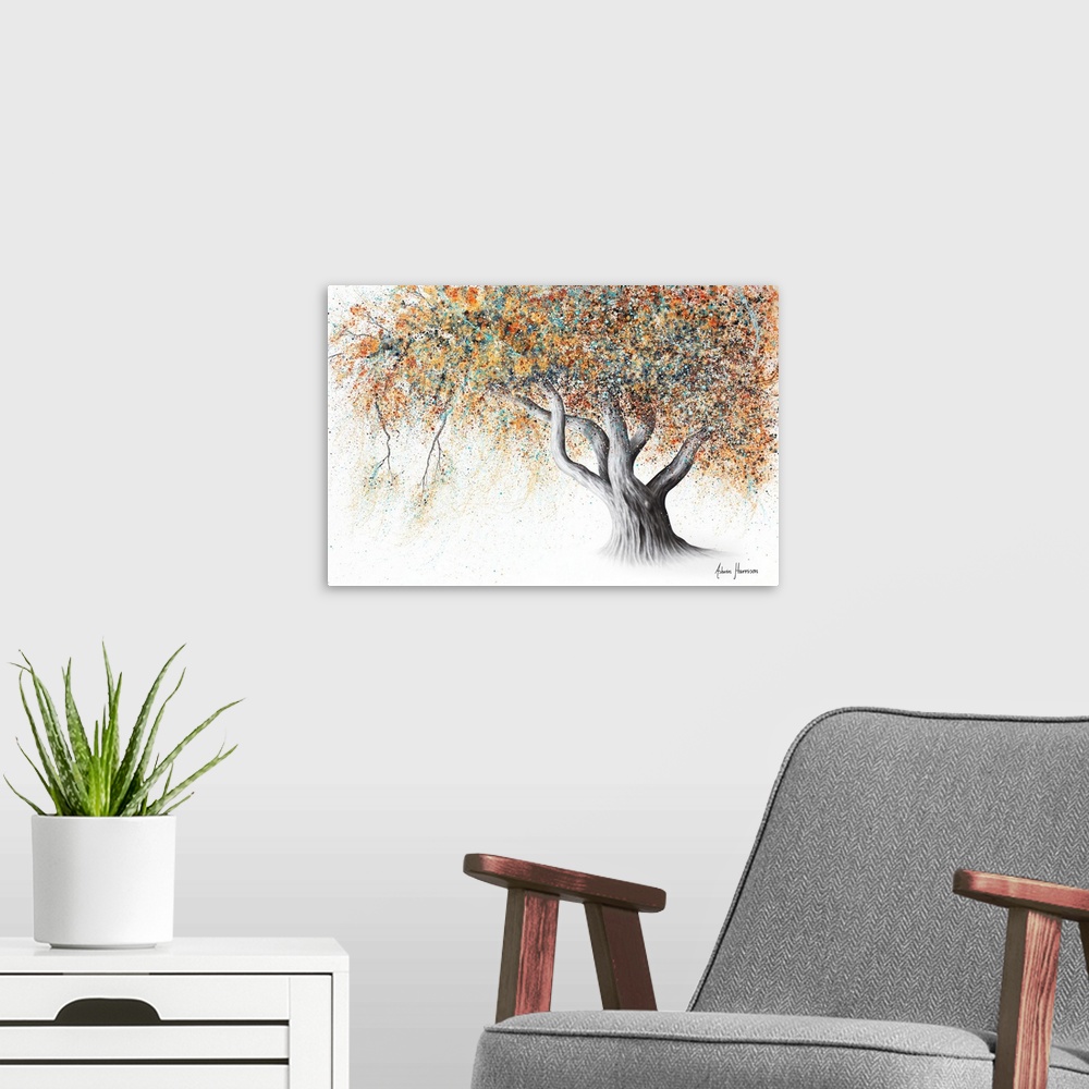 A modern room featuring Rusty Autumn Tree