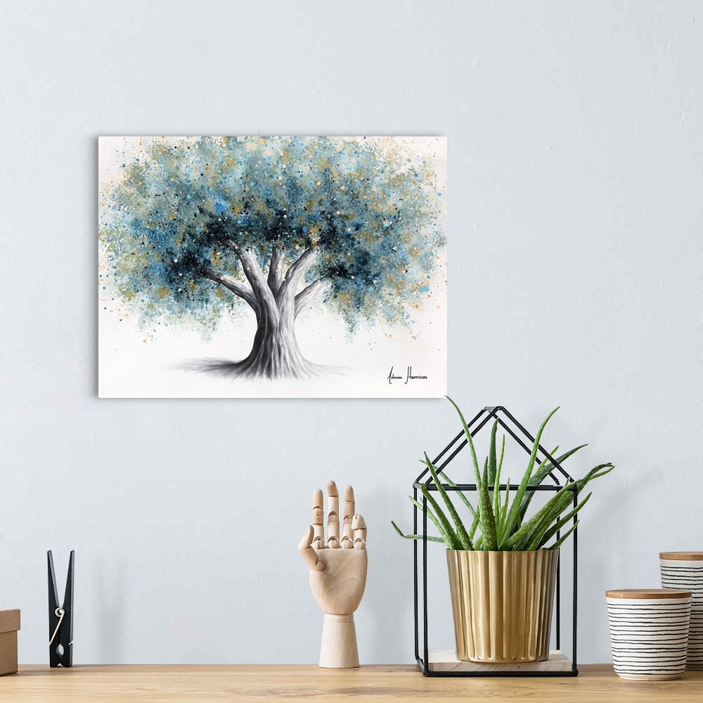 A bohemian room featuring Sombra Azul Tree