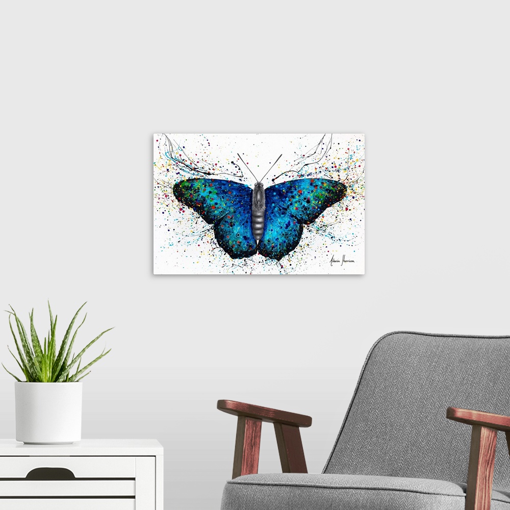 A modern room featuring Sparkling City Butterfly