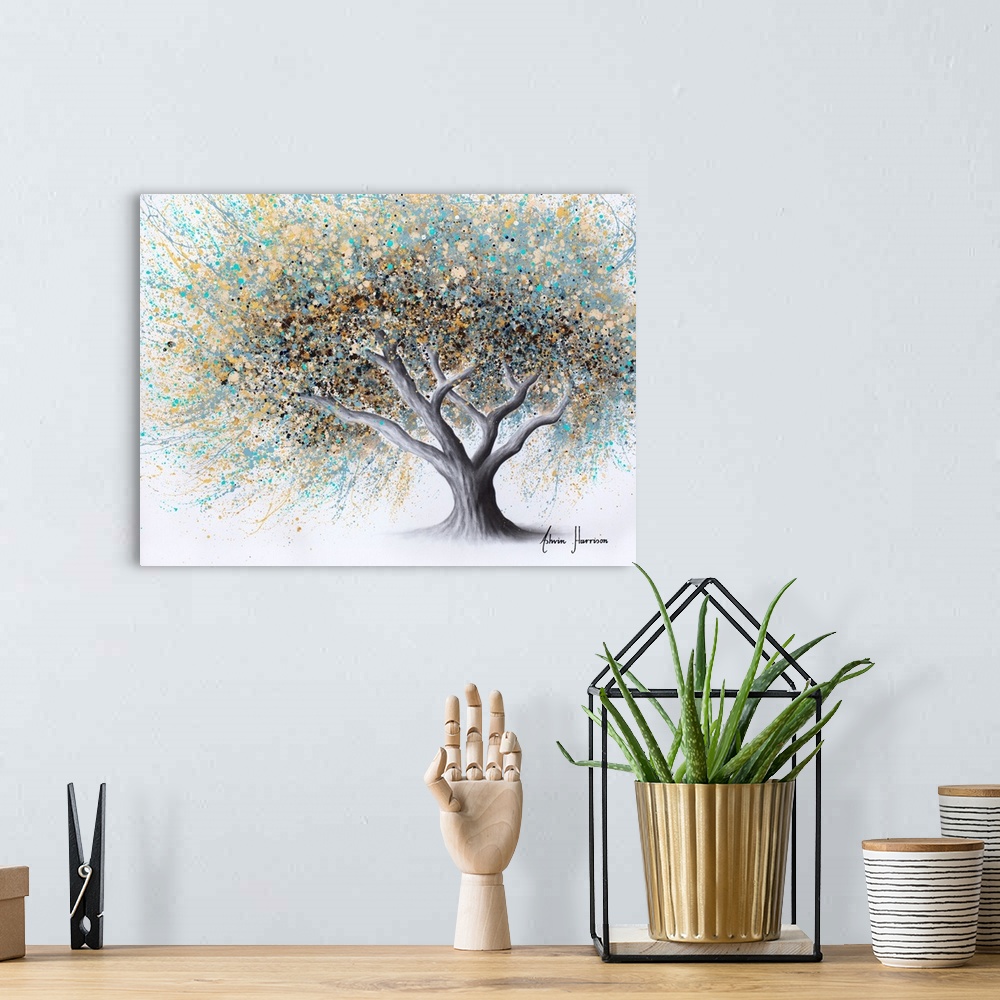 A bohemian room featuring Spotted Teal Tree
