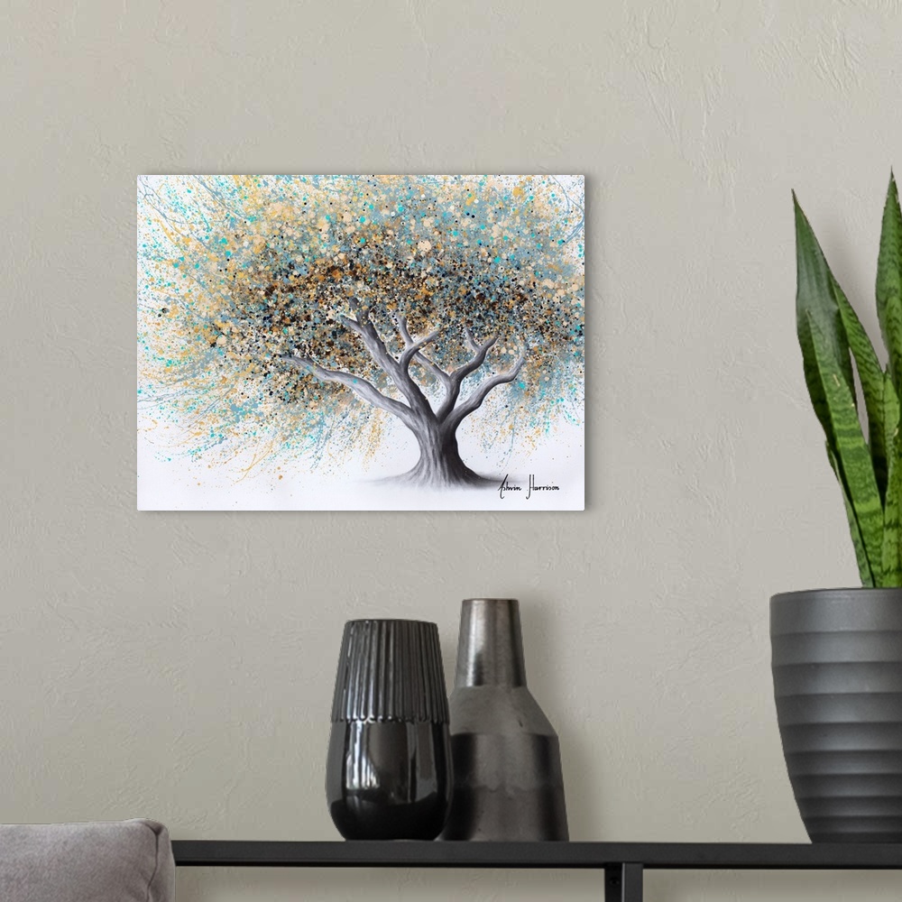 A modern room featuring Spotted Teal Tree