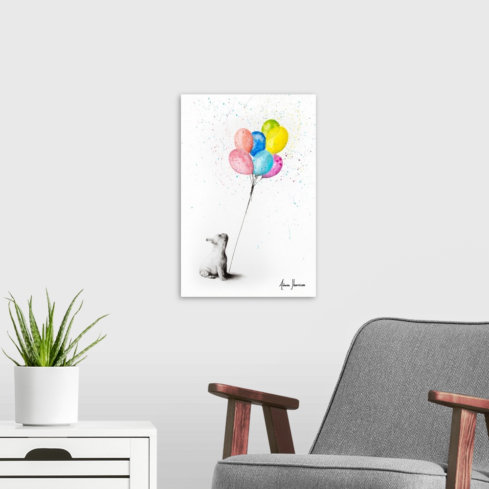 A modern room featuring The French Bulldog And The Balloons