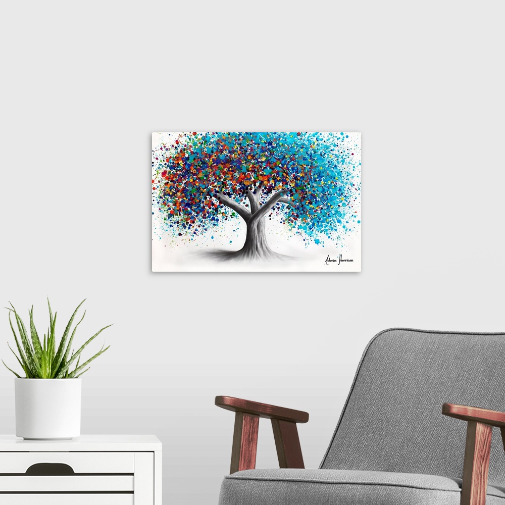 A modern room featuring Tree Of Optimism