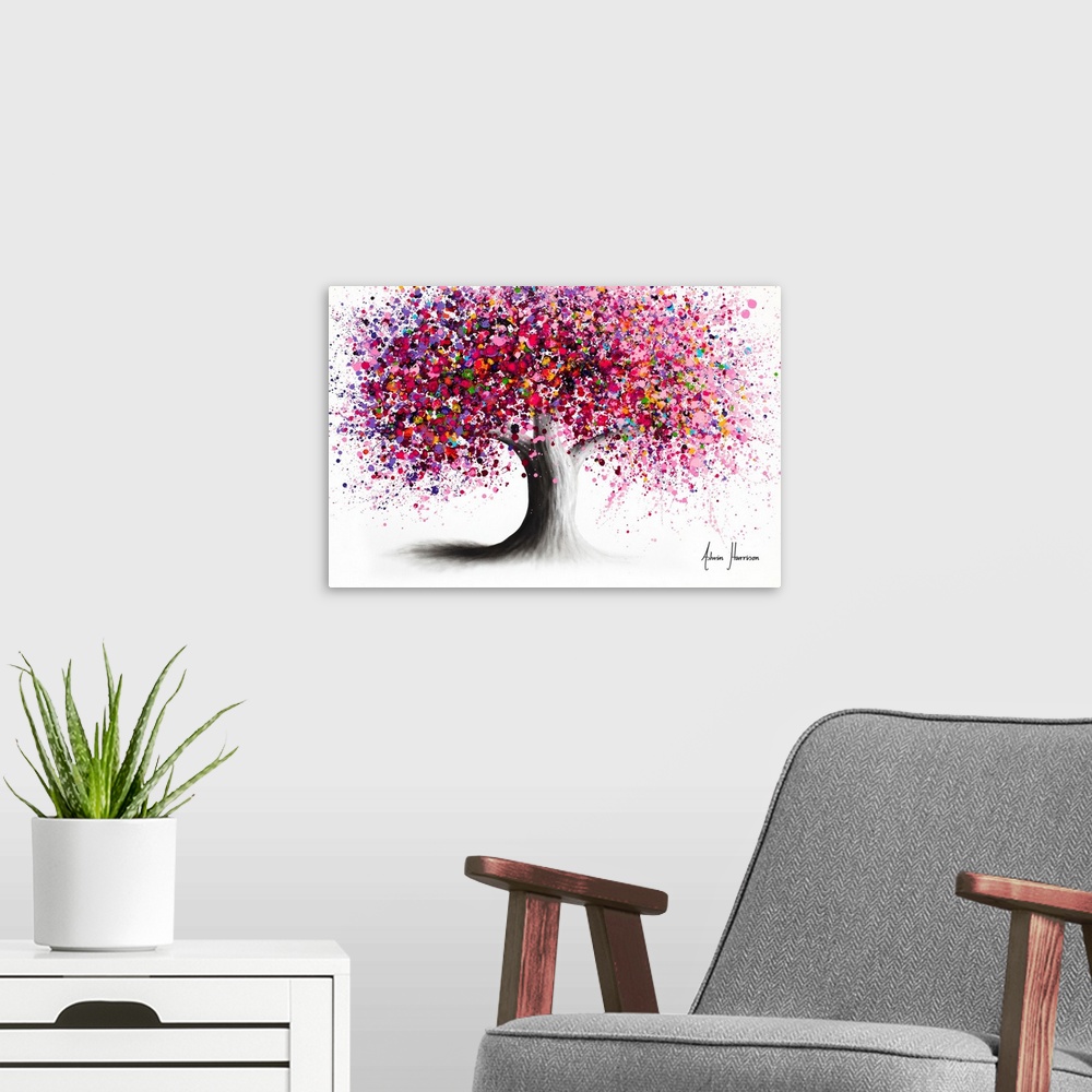 A modern room featuring Wild Blossom Tree