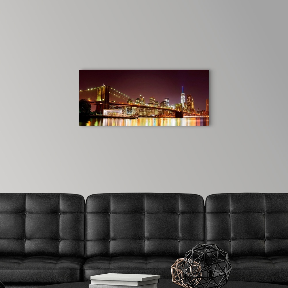 A modern room featuring Brooklyn Bridge And Lower Manhattan Panoramic View